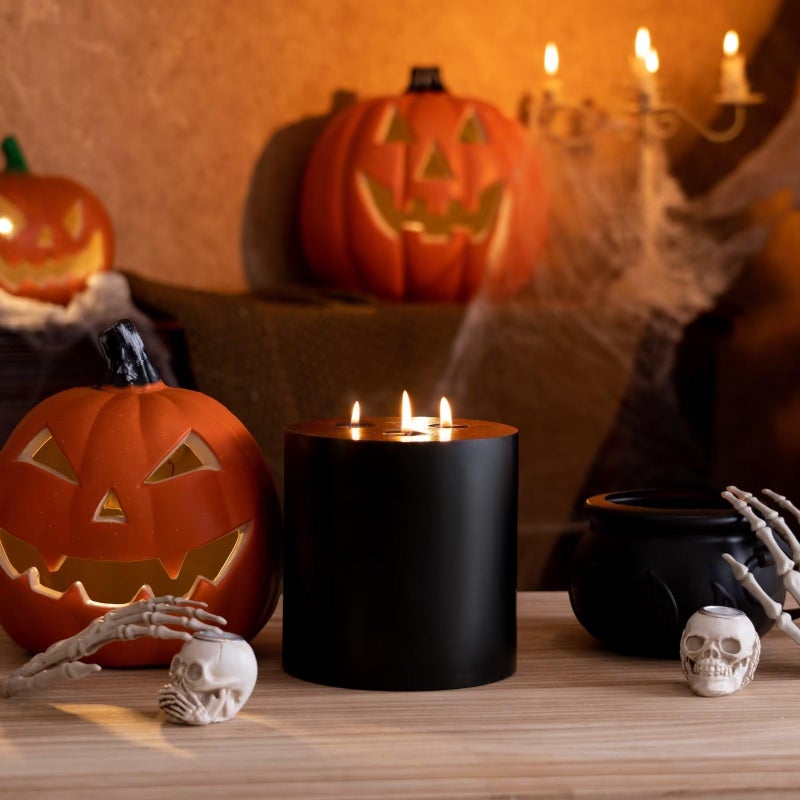 MOZEAL Extra Large 3 Wick Black Pillar Candle  6"" x 6""  Unscented  Dripless  Smokeless  and Clean-Burning. Approx. 120 Hours of Burn Time. Perfect for Weddings  Dinners  Halloween and Fall Decor - Image 5